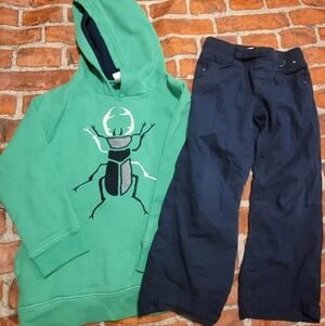 gymboree backyard explorer Boys Bug Green Hoodie & Blue Pants Sz 4t Boys Set